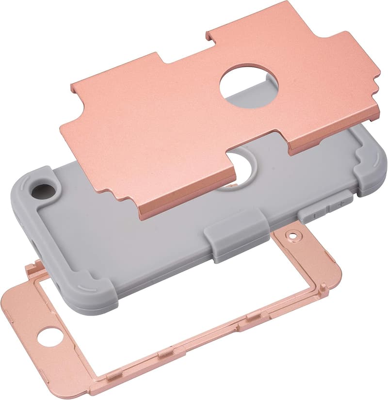 iPod Touch 7/6/5世代対応 衝撃吸収三重構造ケース グレー×ローズゴールド