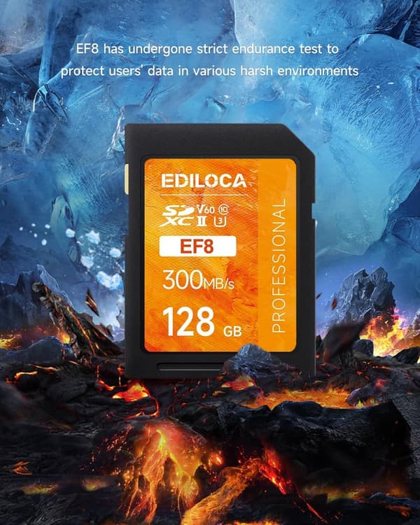 Ediloca EF8 128GB UHS-II SDカード 最大読込300MB/s 4K・6K対応