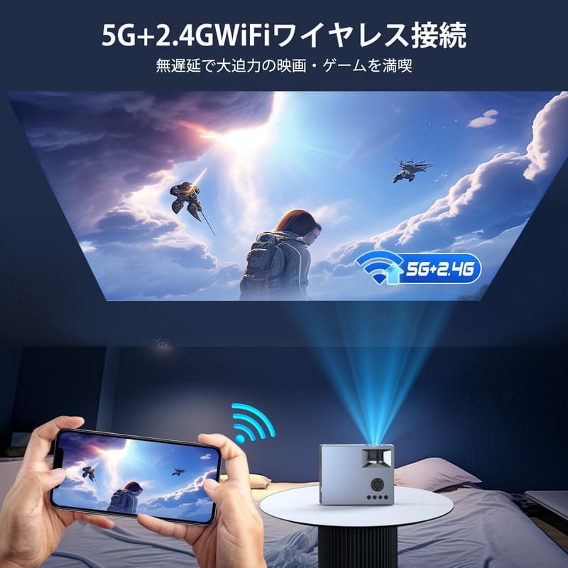 OWNKNEW 電動フォーカス家庭用プロジェクター 4K対応 13000LM 小型 300インチ  HDMI/USB/AV接続可
