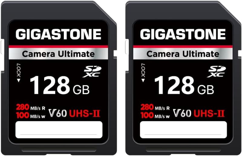 GIGASTONE SDカード 128GB 2枚セット UHS-II V60 超高速メモリーカード 4K UHD対応