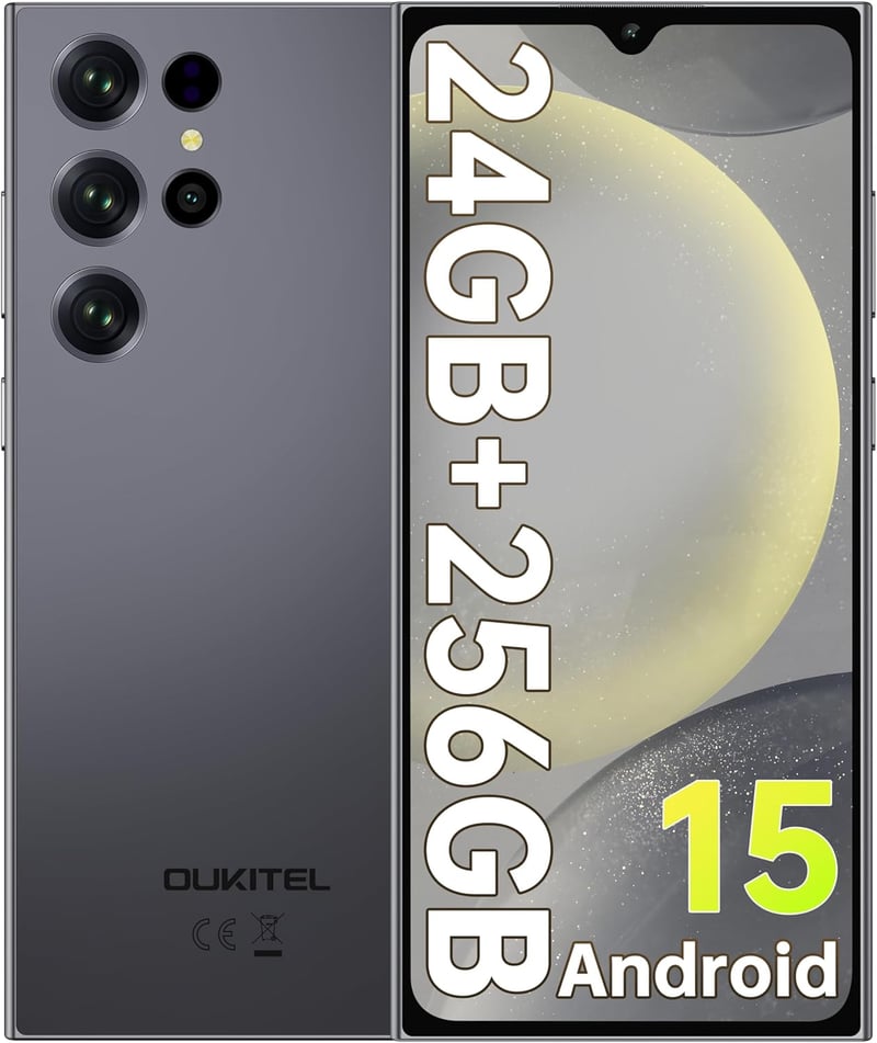 OUKITEL C61 Pro 6.88インチ 4G SIMフリースマートフォン 大容量バッテリー5150mAh 24GB+256GB（1TB拡張可能） 90Hzリフレッシュ ブラック