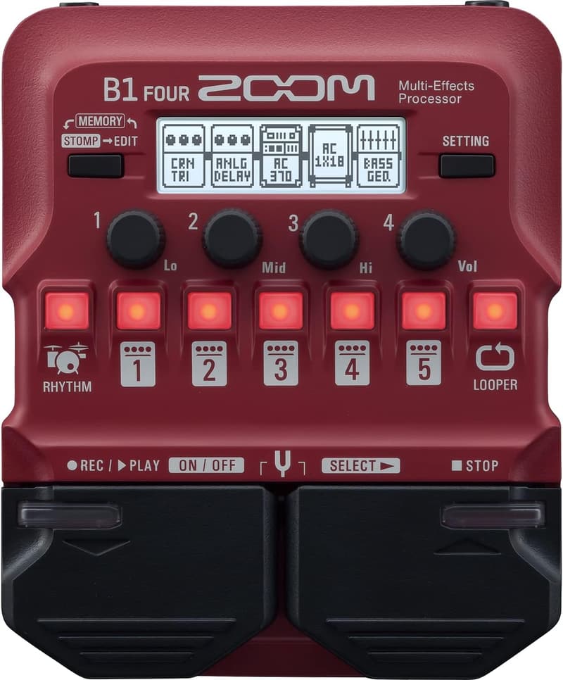 B1 FOUR ベース用マルチエフェクター レッド - 最大5エフェクト同時使用可能 65エフェクト搭載