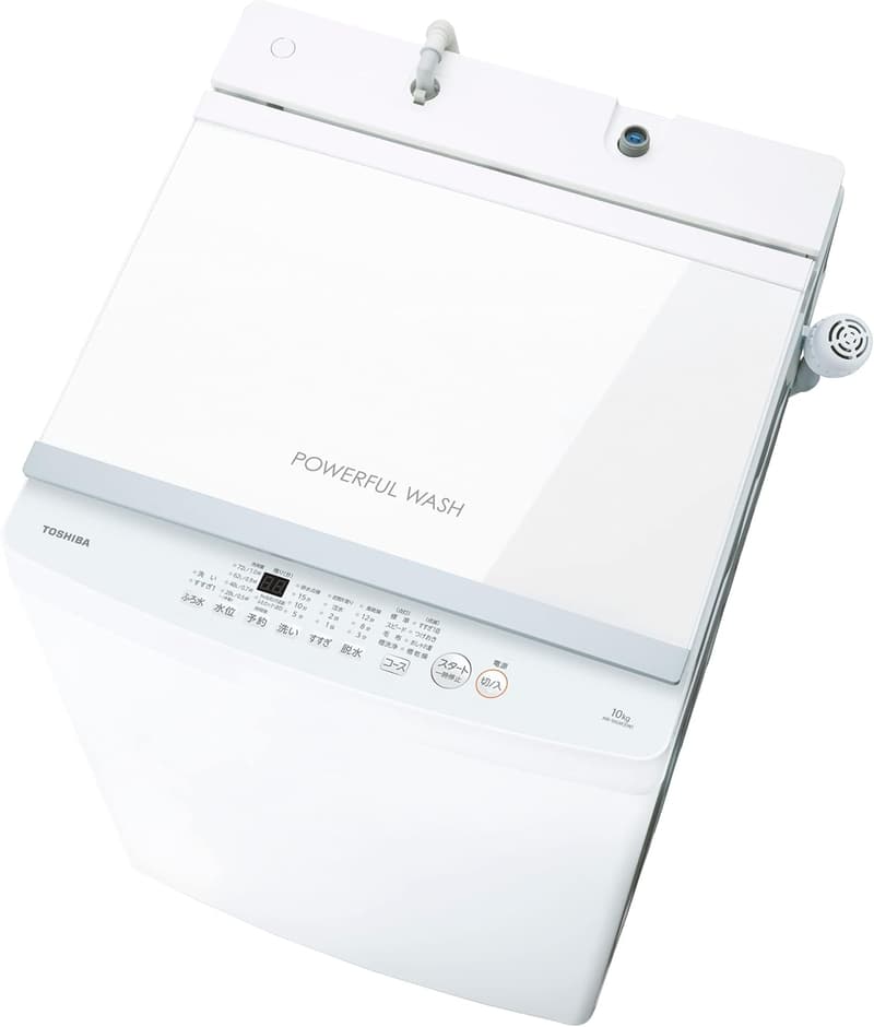東芝(TOSHIBA) 10kg 全自動洗濯機 ガラストップ デザイン ステンレス槽 ピュアホワイト