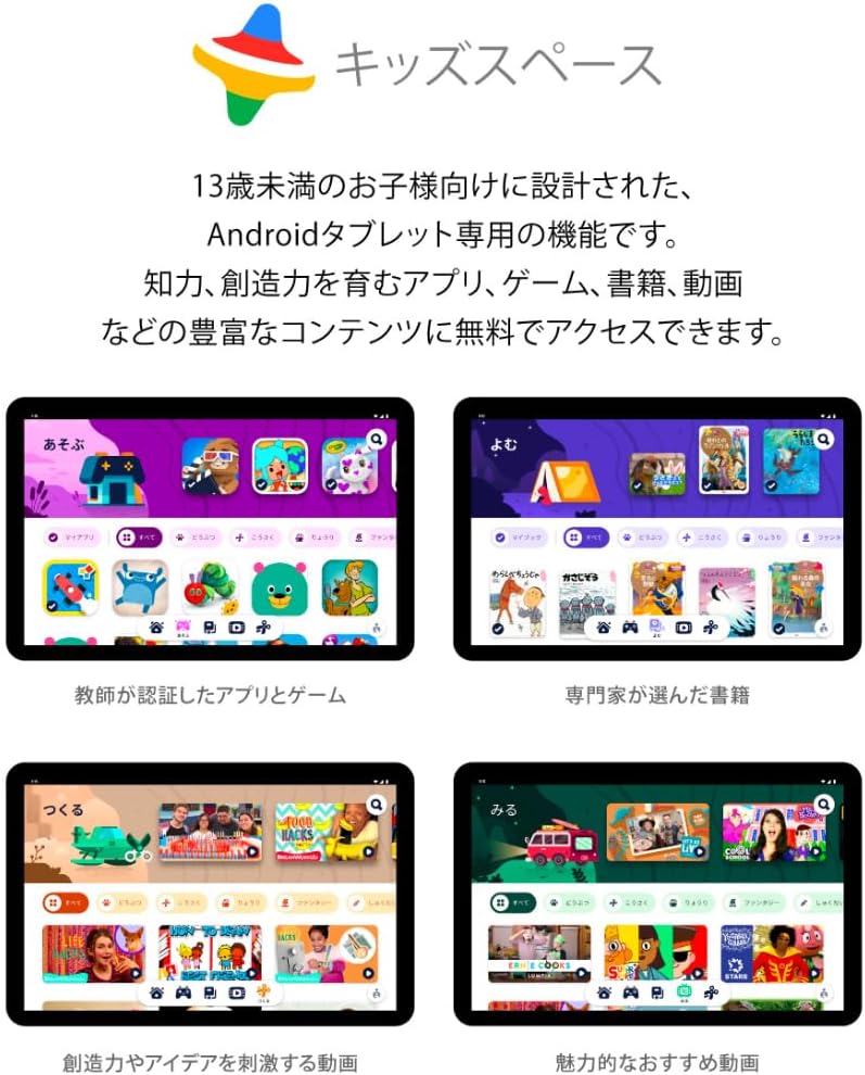 子供用10インチタブレット Android 14 32GB メモリ RAM 6GB 軽量ケース付き