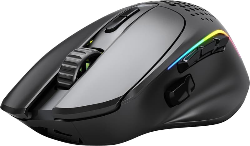 無線エルゴノミックゲーミングマウス マットブラック RGB 75g 大容量バッテリー - GLO-MS-IWV2-MB