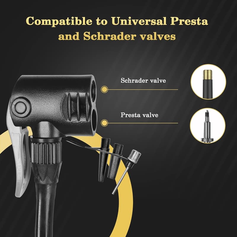 自転車用ポータブルエアポンプ 160PSI 3WAY対応 エアゲージ付き