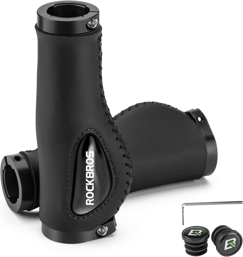 エルゴノミック自転車グリップ シリコンクッション付き 疲れにくい ダブルロックオン φ22.2mm用 競技用クロスバイク用