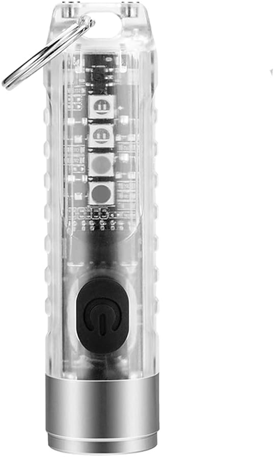 防水充電式LED懐中電灯 軍用マグネチックキーホルダータイプ 夜釣りやキャンプに最適 1.5ｍ耐衝撃 (白)