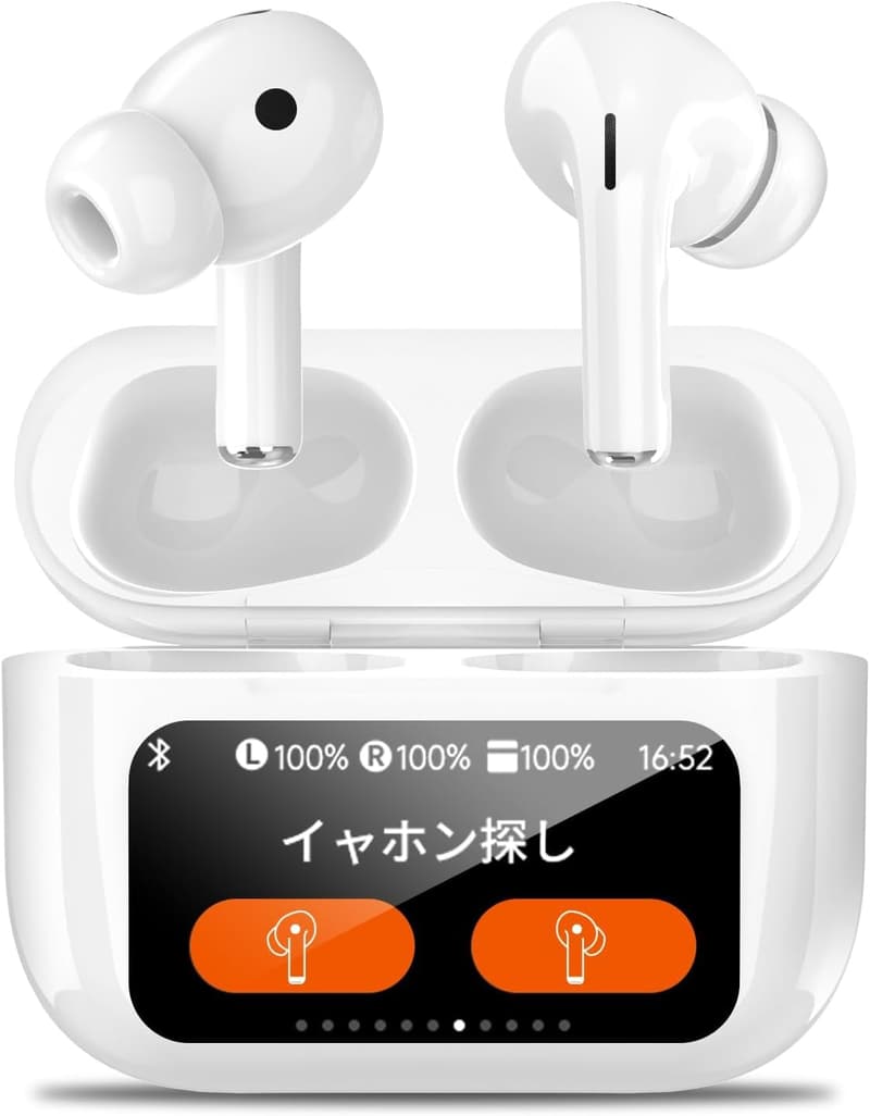 ワイヤレスBluetoothイヤホン KIMOKU 最大38時間再生 HiFi音質 ノイズキャンセリング IPX7防水 軽量 (ホワイト)