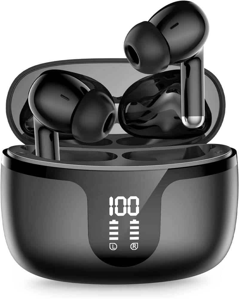 2025年モデル【Bluetooth5.4 ワイヤレスイヤホン】音質強化・ノイズキャンセリング・最大40時間再生（ブラック）