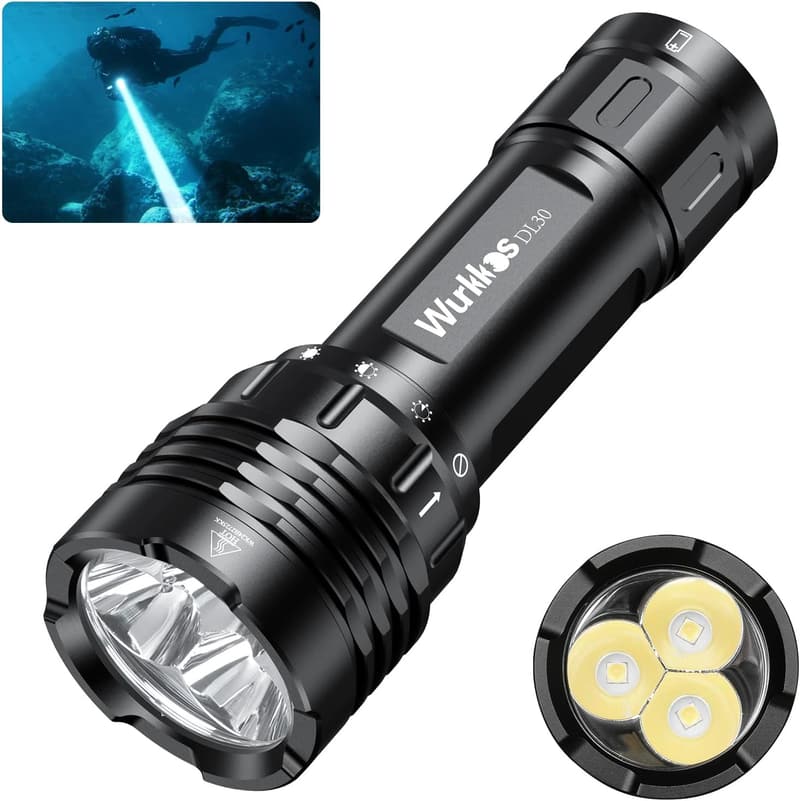 Wurkkos DL30 USB充電式 ダイビングライト 3600ルーメン IPX-8防水 100m潜水可