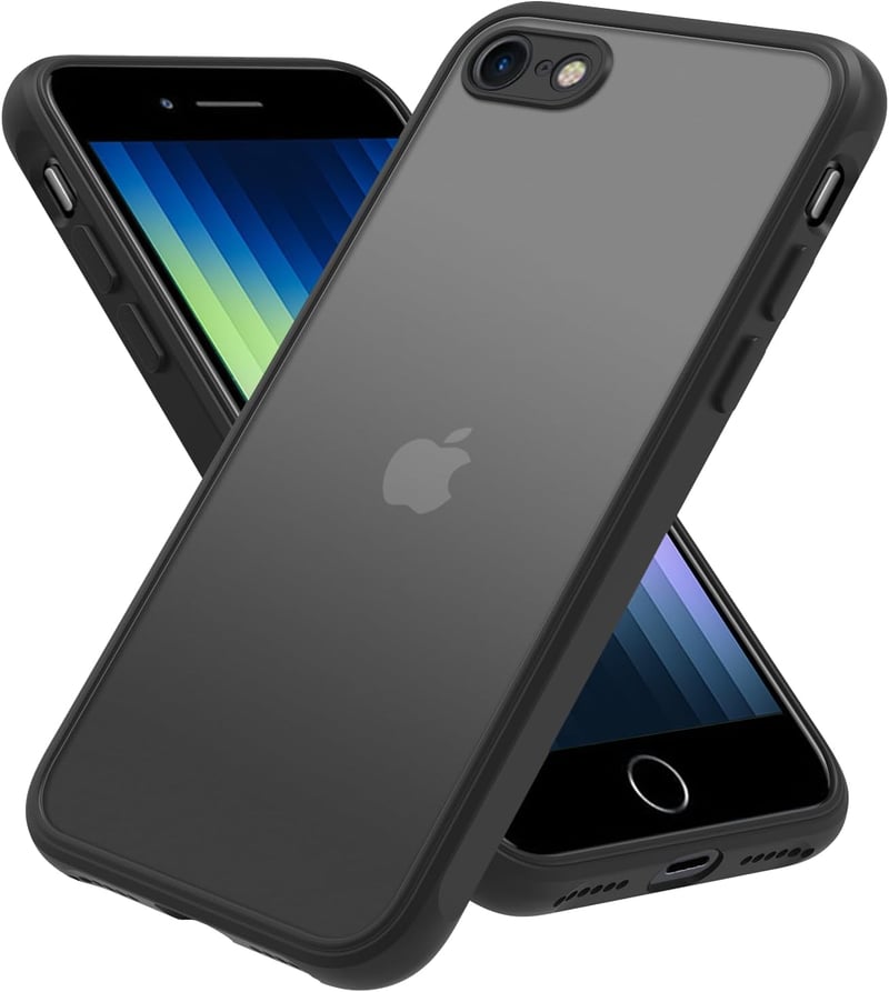 iPhone SE（第2/3世代）・iPhone 8/7用マット半透明ケース｜MILスペック耐衝撃・指紋防止・黄ばみなし（ブラック）