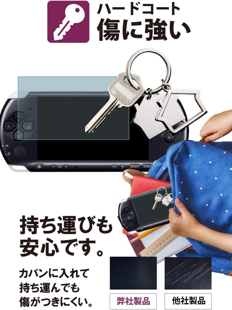 PSP-3000/PSP-2000用 ブルーライトカット保護フィルム 日本製 抗菌【BELLEMOND】