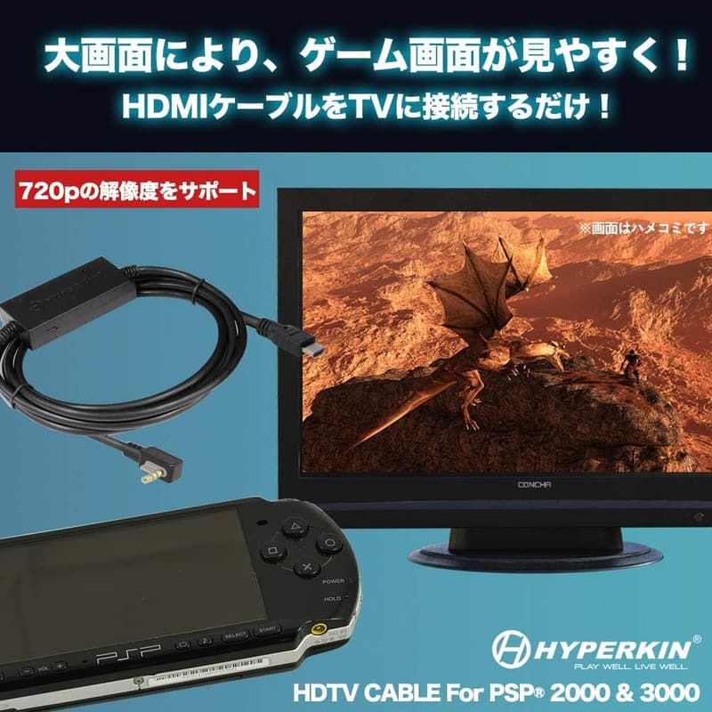PSP 2000/3000用HDMI変換ケーブル（日本語説明書付）