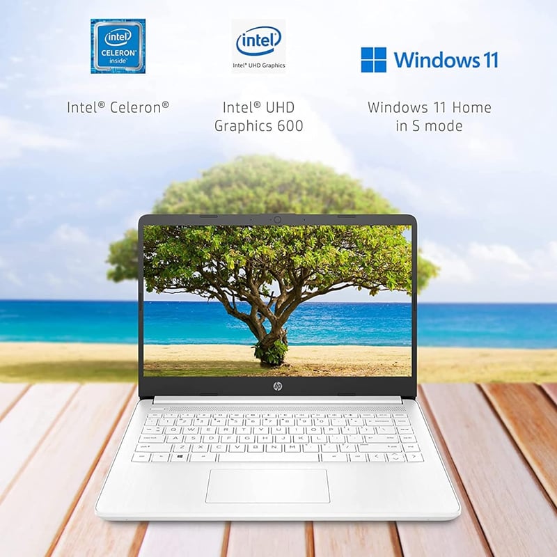 HP 14インチ HDノートパソコン (Intel Celeron, 16GBメモリ, 64GBストレージ) 11時間バッテリー, Office 365付属, ホワイト