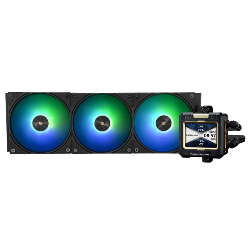 Thermalright FW 360 ブラックARGB CPU水冷クーラー AMD/Intel対応 320x240 IPS LCD搭載 2000RPMファン3基