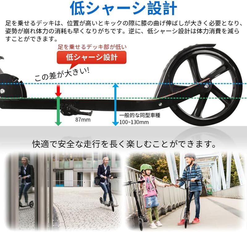 折りたたみ式キックボード 肩ベルト付き 4段階高さ調節 大人・子供用 日本語説明書付き【クリスマス・誕生日プレゼント】
