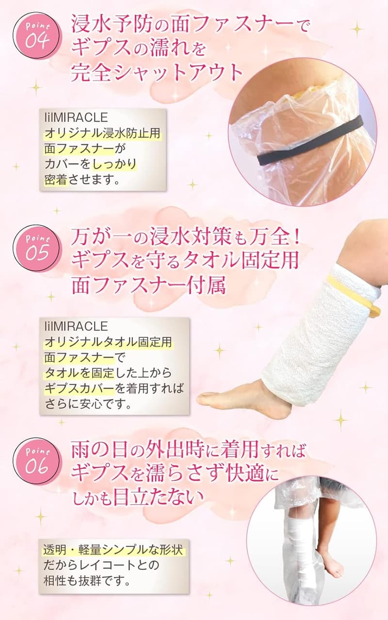ギプス用防水カバー 足用 透明クリア 3枚セット【医療機関取扱】