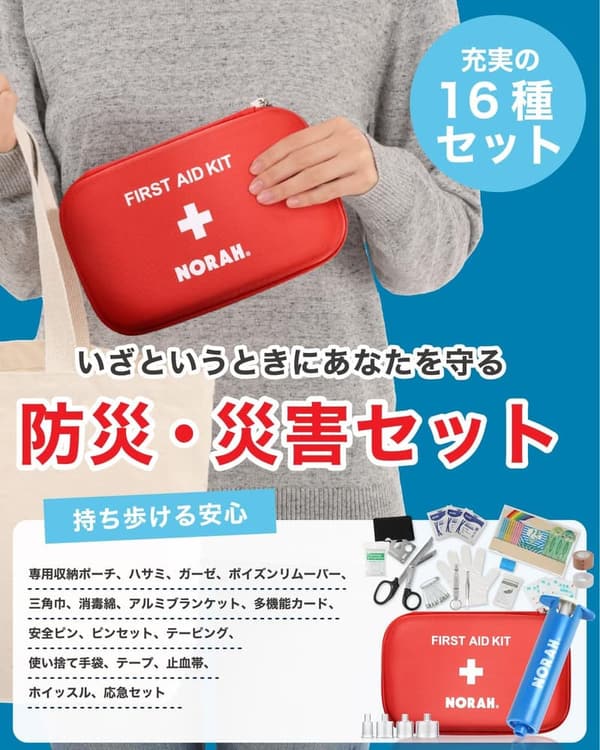 登山用救急セット 21点セット ファーストエイド パウチ型 NORAH