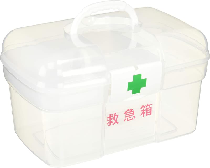 クリア収納ケース（小型救急箱）持ち手付き約27.7x18.2x16.5cm 日本製