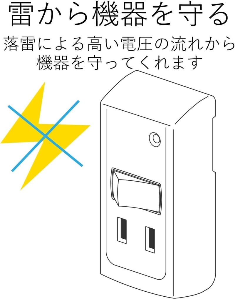 エレコム 雷ガード付きトリプル電源タップ 2口ホワイト T-KTR03WH