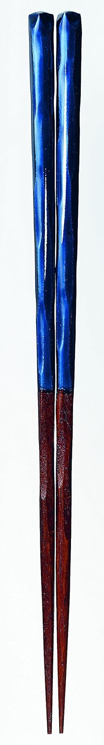 漆塗りの日本製田園箸（青、23cm）