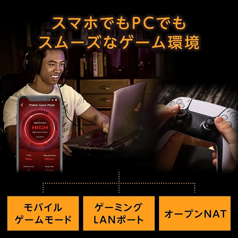 WiFi6対応デュアルバンドゲーミングルーター TUF-AX5400 メッシュ機能付 3階建 / 4LDK対応