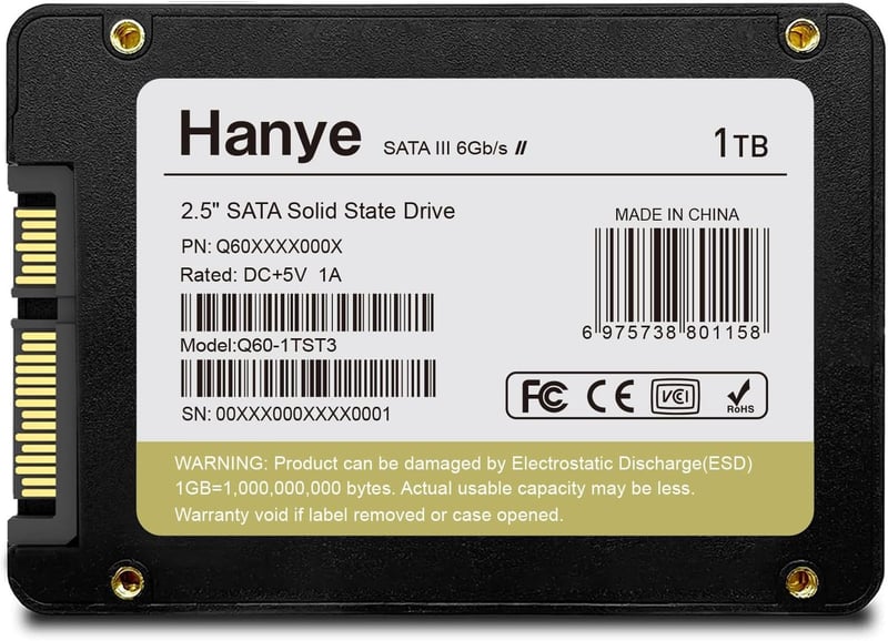 Hanye 1TB 内蔵型SSD 2.5インチ SATAIII 550MB/s 3D NAND