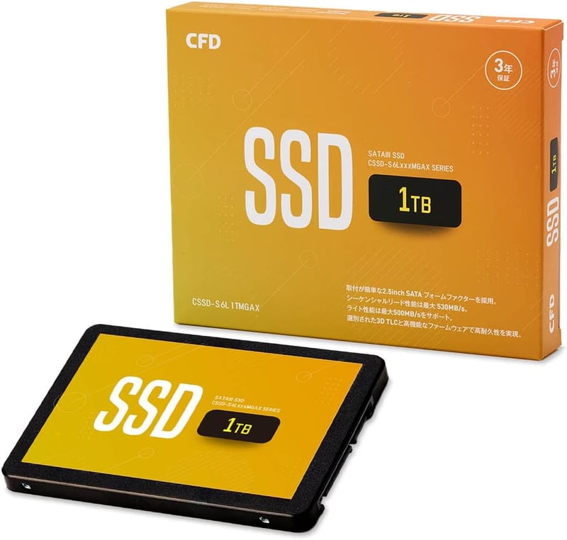 2.5インチ内蔵SSD 1TB (SATAIII 6Gbps) 3D NAND TLC採用