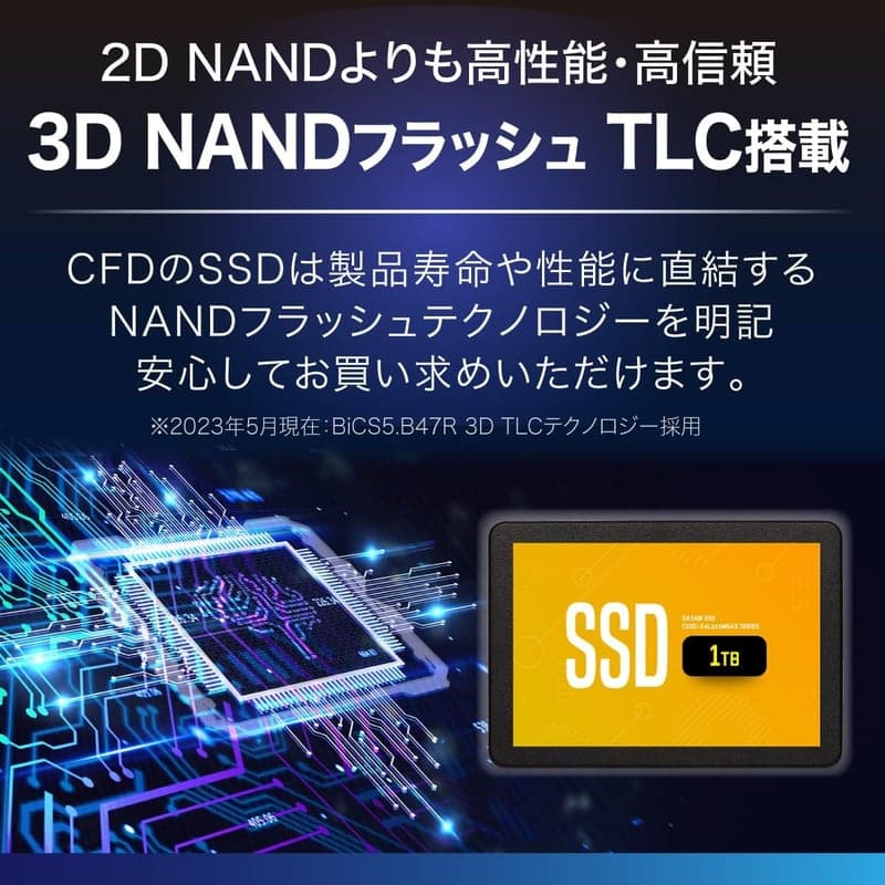 2.5インチ内蔵SSD 1TB (SATAIII 6Gbps) 3D NAND TLC採用