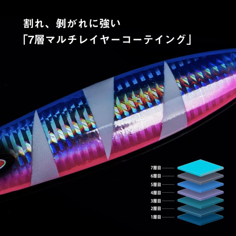 スロージギング用メタルジグセット（3色各種重さ）夜光タイプ