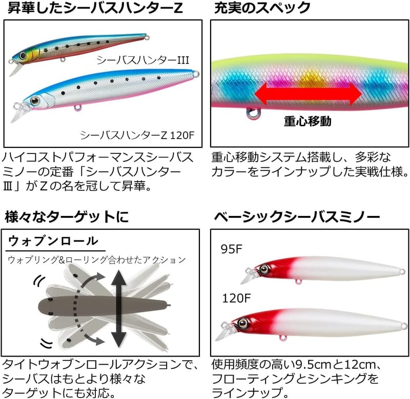 シーバスハンターZ 95/120 フローティング・シンキング ルアー