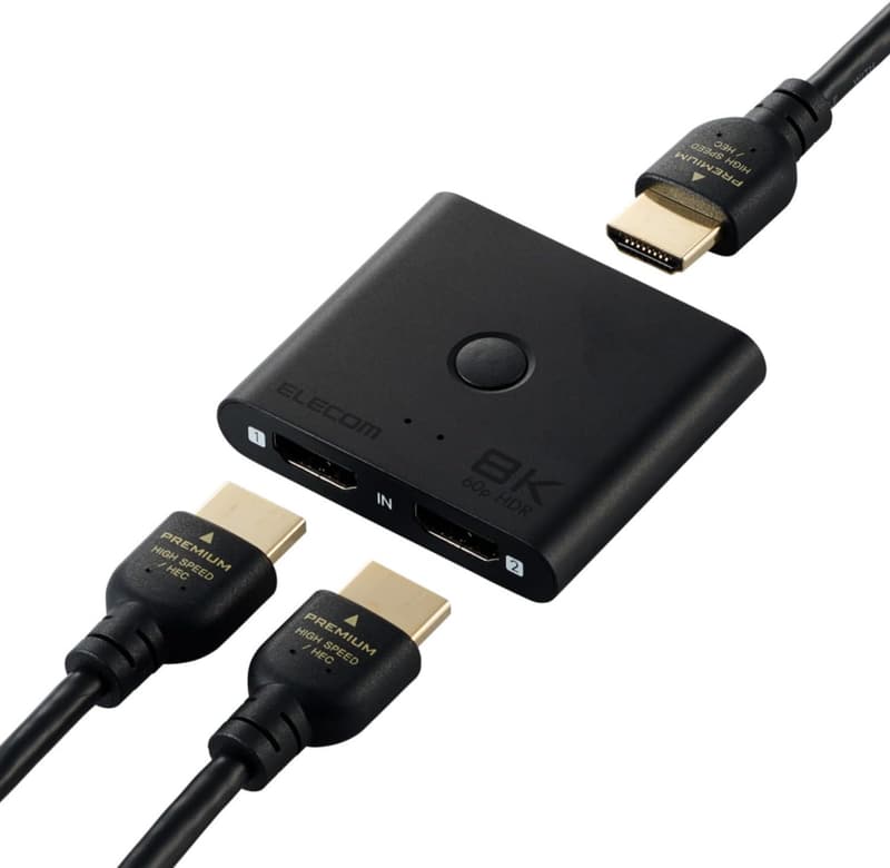8K対応薄型HDMI切替器 2入力1出力 PS5/Nintendo Switch/Fire TV Stick用