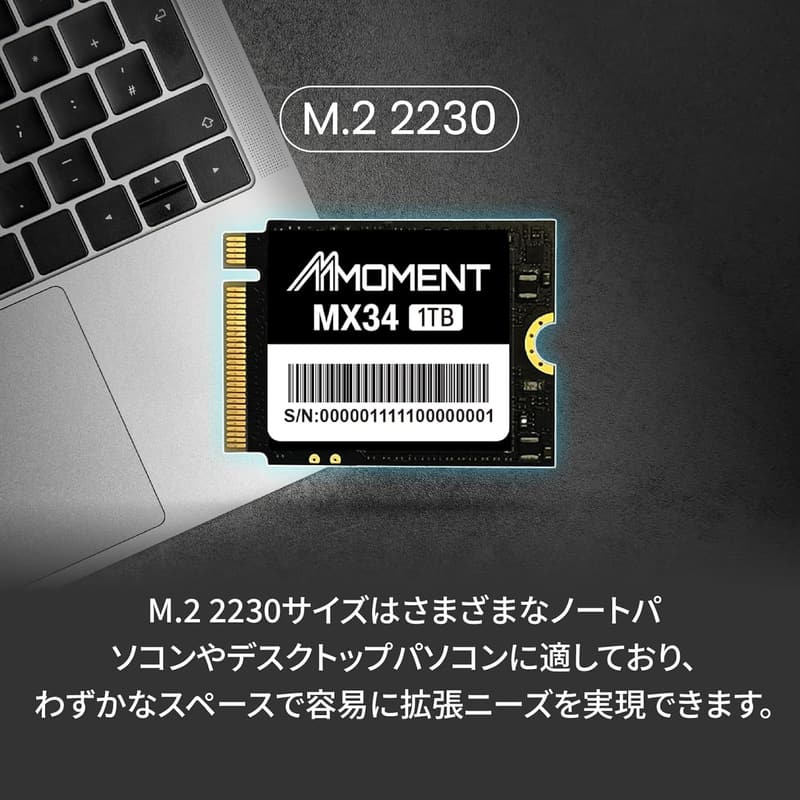 MMOMENT MX34 1TB M.2 2230 PCIe Gen3x4 NVMe 内蔵SSD (読込最大3600MB/s)