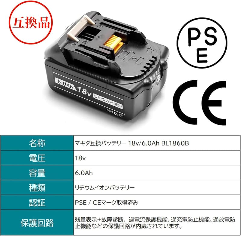 マキタ TD173 18V インパクトドライバー 互換バッテリー2個付きセット