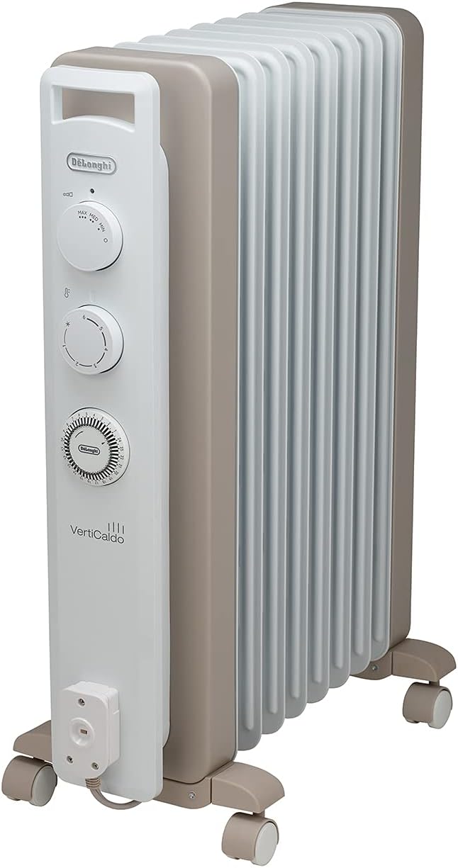 デロンギ オイルヒーター ヴェルティカルド RHJ21F0812-WH 80℃静音ゼロ風暖房 [8-10畳] [カモミールホワイト] 5年保証付き