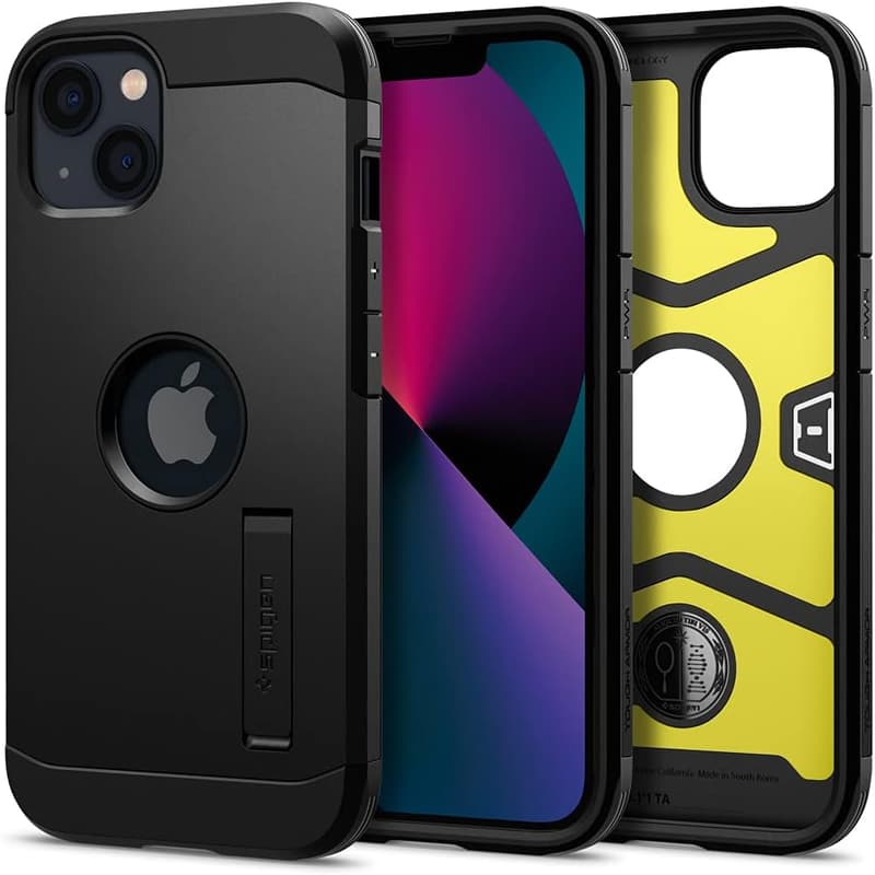 iPhone13 mini用耐衝撃ケース タフ・アーマー 3層構造 キックスタンド付き ブラック