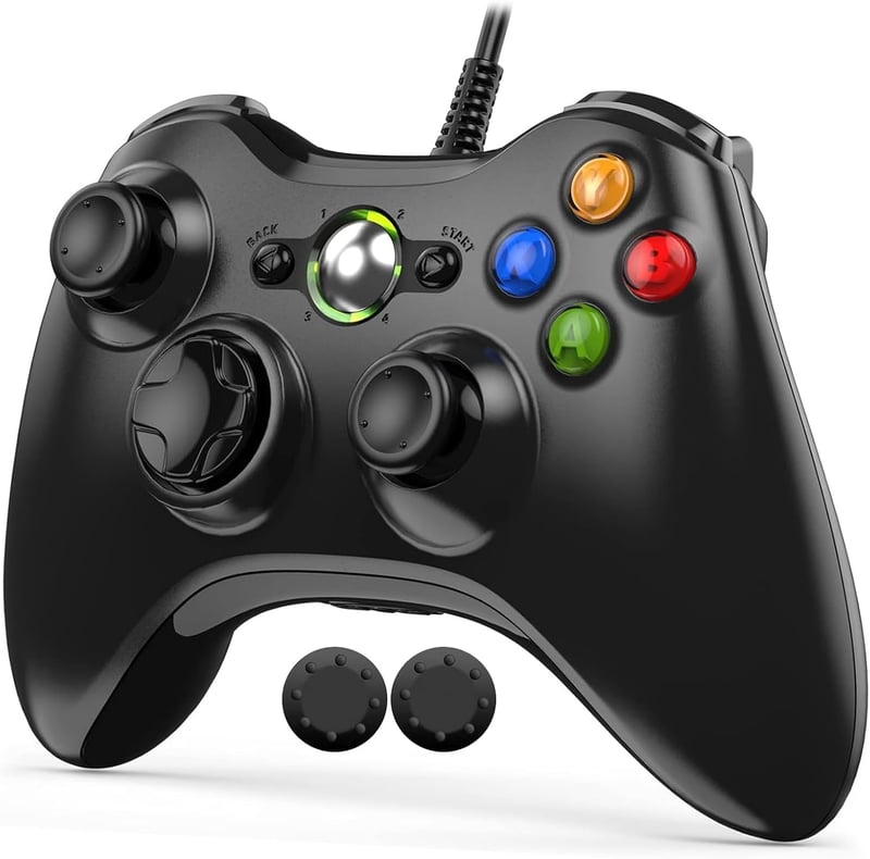 有線Xbox360ゲームパッド [2025アップグレード版] USB接続 高耐久ボタン ブラック