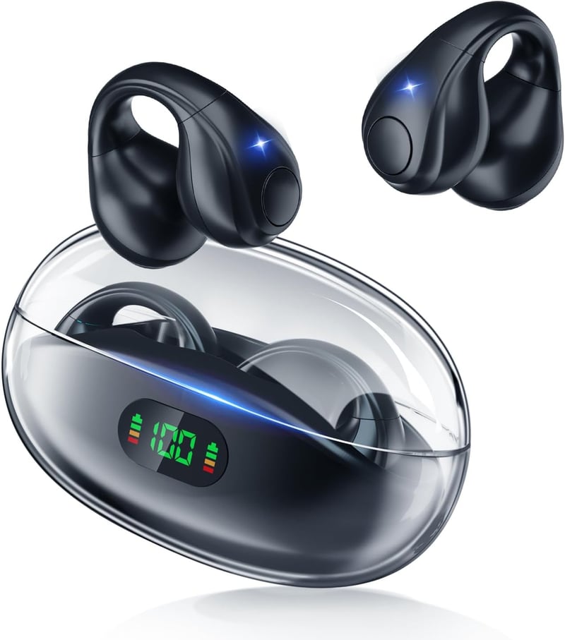 Bluetooth 骨伝導オープンイヤーイヤホン 60時間再生 IPX7防水 音漏れ抑制 連続通話ノイズキャンセリング