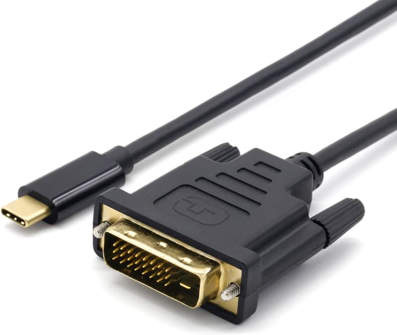 USB Type-C DVI-D 変換ケーブル 1.8m ブラック 【1080p 対応】 MacBook/iMac/M1/M2互換