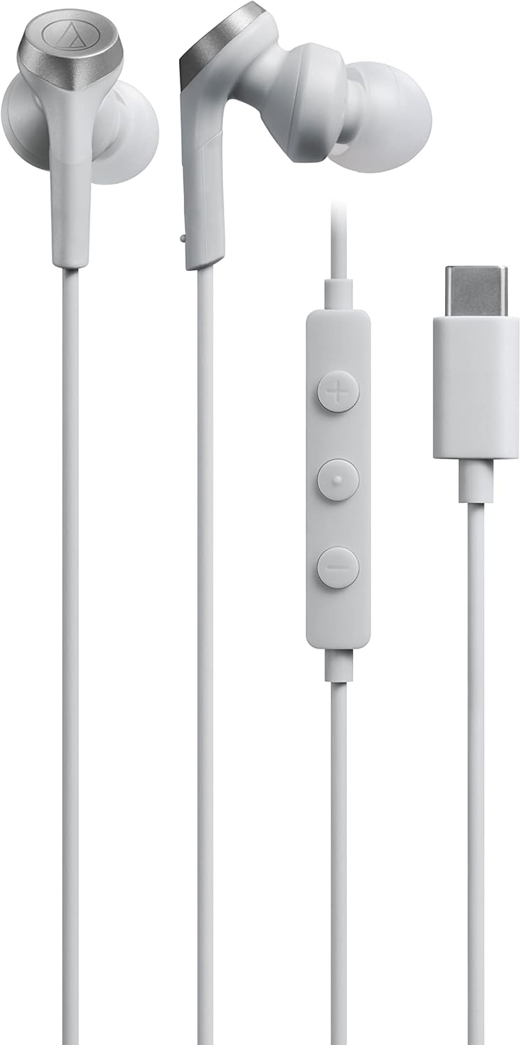 重低音カナル型イヤホン おすすめ USB Type-C マイク付き ホワイト