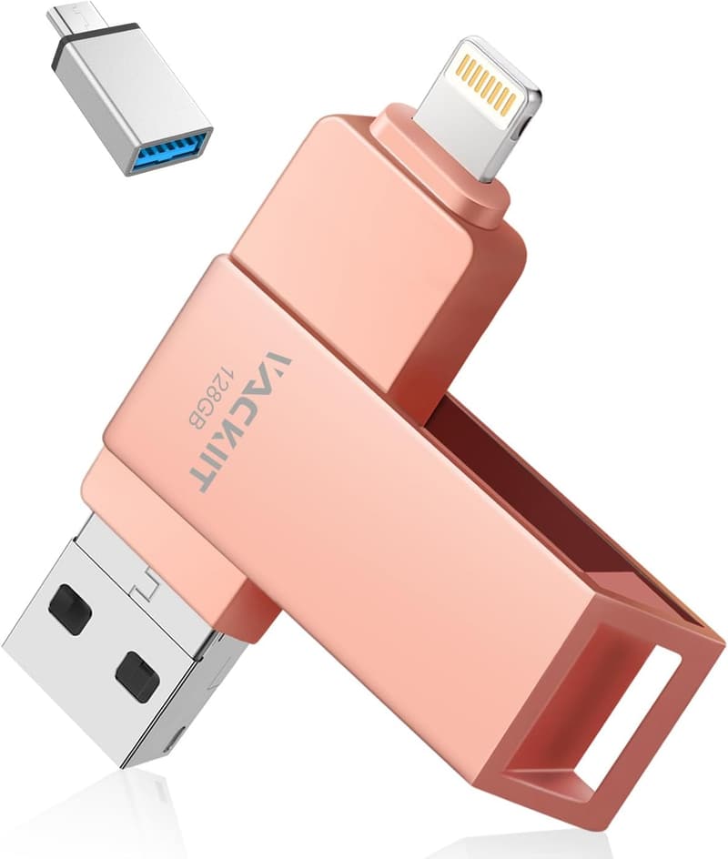 iPhone/iPad対応 MFi認証 128GB USBメモリー フラッシュドライブ 高速USB 3.0 パスワード保護 ピンク