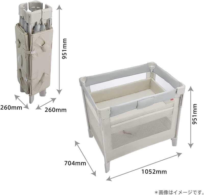 0か月から2歳向け 折りたたみベビーベッド ココネルエアー AB (ホワイトグレー)