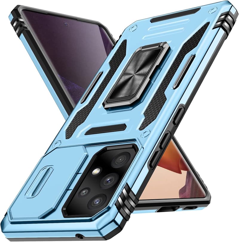 Galaxy A53 5G対応 終日保護ケース スライド式カメラプロテクター付き 軍規準適合 ライトブルー