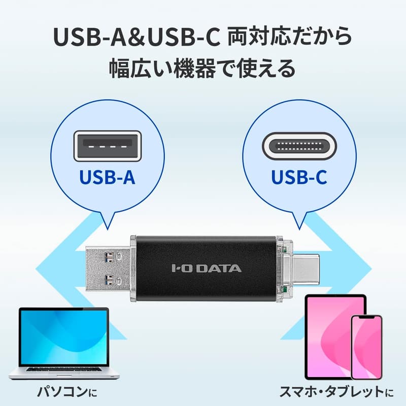 USBメモリー 128GB Type-A&Type-C USB 3.2 Gen 1対応 スマホ・PC用 ブラック