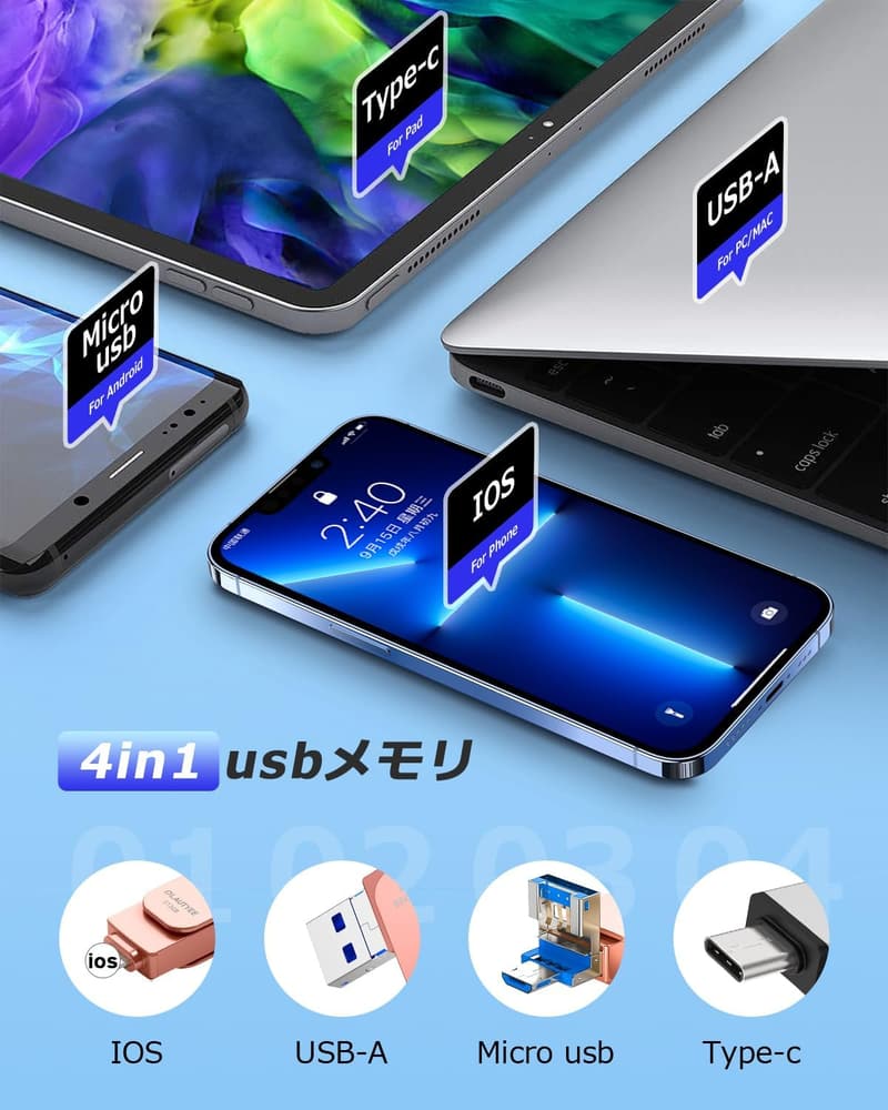 「USB3.0対応 512GB タイプCフラッシュメモリ スマホ用 写真保存 大容量」