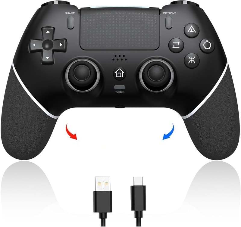 PS4コントローラー 背面ボタン付き Bluetooth5.0 自動連射機能 1000mAhバッテリー対応 通用モデル P4/P4 Pro/Slim/PC (ブラック×ホワイト)