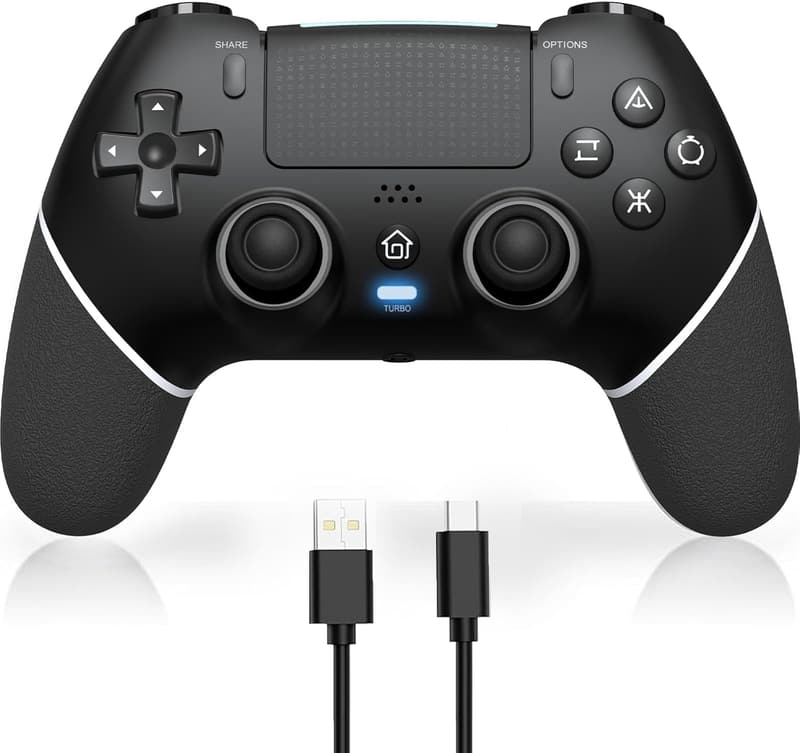 PS4/P4 Pro/Slim/PC対応 自動連射Bluetoothコントローラー 背面ボタン付き 1000mAhバッテリー 16時間連続使用 日本語取扱説明書付
