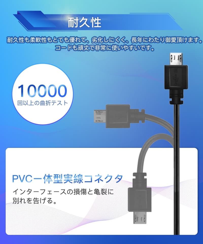 PS4コントローラー用 1.8m micro USB充電ケーブル 急速充電・データ転送対応