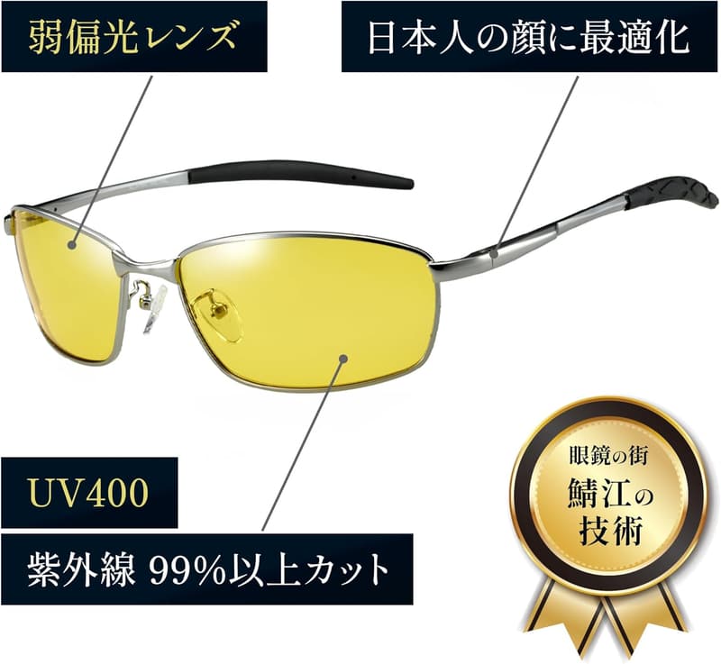 釣り用偏光サングラス メンズ 超軽量メタルフレーム【冒険王】